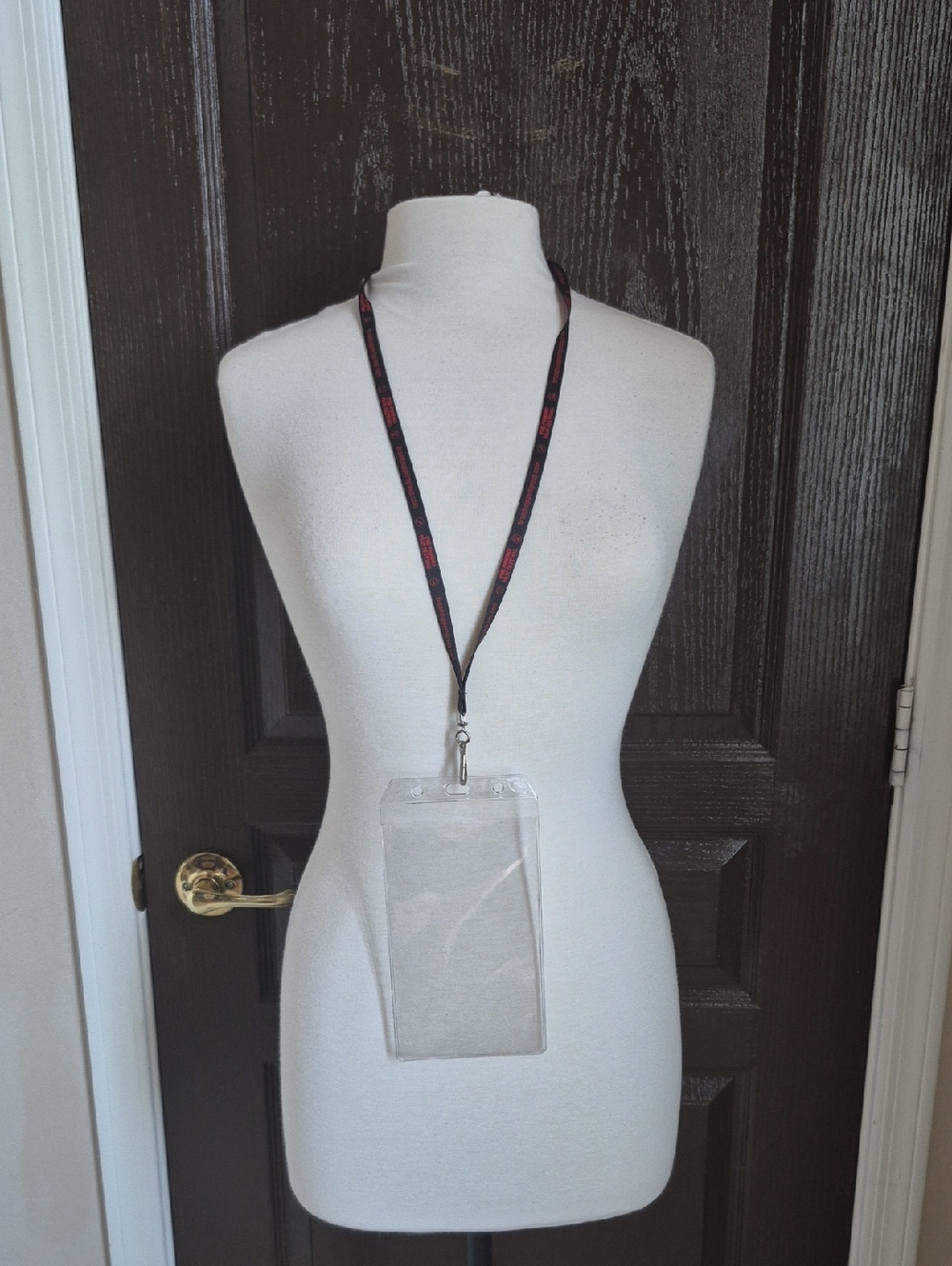 Clear ID Badge Lanyard with Black & Red Strap